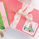 Custom Photo & Name Gift Identifier Candy Cane  Square Sticker<br><div class="desc">Make your presents and gifts super easy to find with our fun custom photo and name gift identifier sticker. Place this sticker on your gifts to easily identify who the gift is for. Our design features a single photo layout to display a photo. Customize with the name displayed on the...</div>