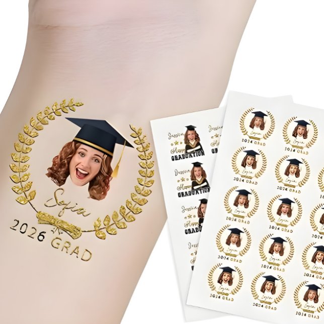 Custom Photo & name Graduation Temporary Tattoos (Creator Uploaded)