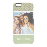 Custom Photo &amp; Name green and yellow pattern Clear iPhone 6/6S Case