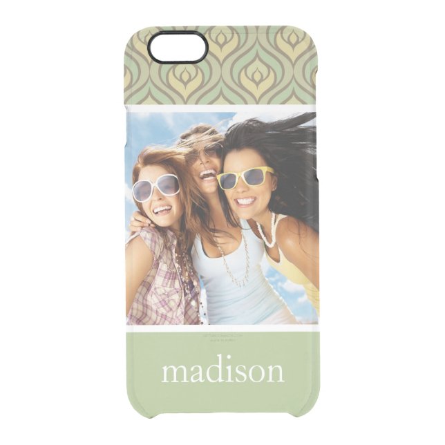 Custom Photo & Name green and yellow pattern Uncommon iPhone Case (Back)