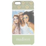 Custom Photo &amp; Name green and yellow pattern Clear iPhone 6 Plus Case