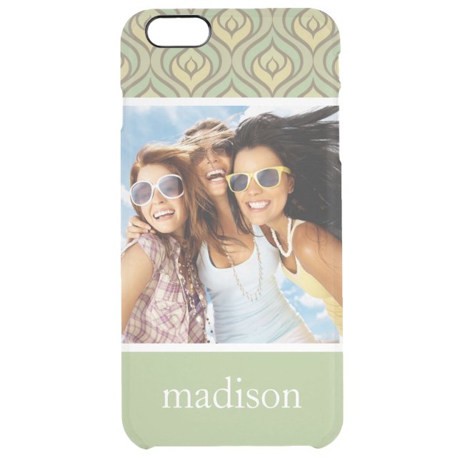 Custom Photo & Name green and yellow pattern Uncommon iPhone Case (Back)
