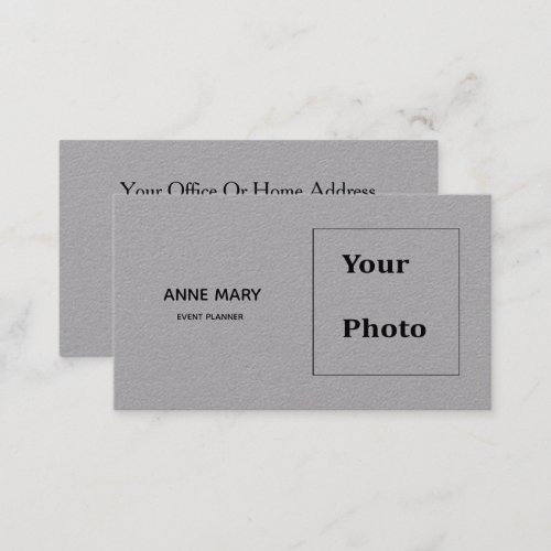 Custom Photo Name Grey Grey Black Professional Business Card