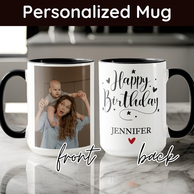 Custom Photo & Name Happy Birthday Mug for Her (personalized name mug, birthday gift for her, custom birthday mug, gift for mom, mama gift )