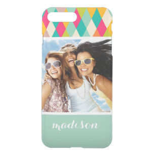 Custom Photo & Name Harlequin vintage pattern iPhone 8 Plus/7 Plus Case