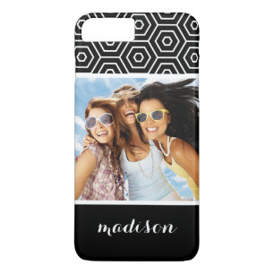 Custom Photo & Name Hexagonal geometric pattern iPhone 8 Plus/7 Plus Case