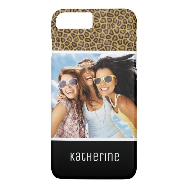 Custom Photo & Name Leopard Fur Case-Mate iPhone Case (Back)