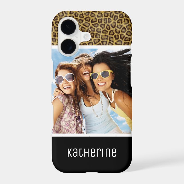 Custom Photo & Name Leopard Fur Iphone Case (Back)