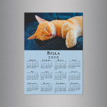 Custom Photo Name Light Blue 2025 Calendar Magnet<br><div class="desc">Keep your pet (or favorite people) nearby with a customizable 2025 calendar magnet card. Replace the sample photo and name in the sidebar. The custom text is in a modern black serif font. Below it is a small black calendar on a light blue background. Makes a great personalized stocking stuffer....</div>