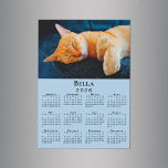 Custom Photo Name Light Blue 2026 Calendar Magnet<br><div class="desc">Keep your pet (or favorite people) nearby with a customizable 2026 calendar magnet card. Replace the sample photo and name in the sidebar. The custom text is in a modern black serif font. Below it is a small black calendar on a light blue background. Makes a great personalized stocking stuffer....</div>
