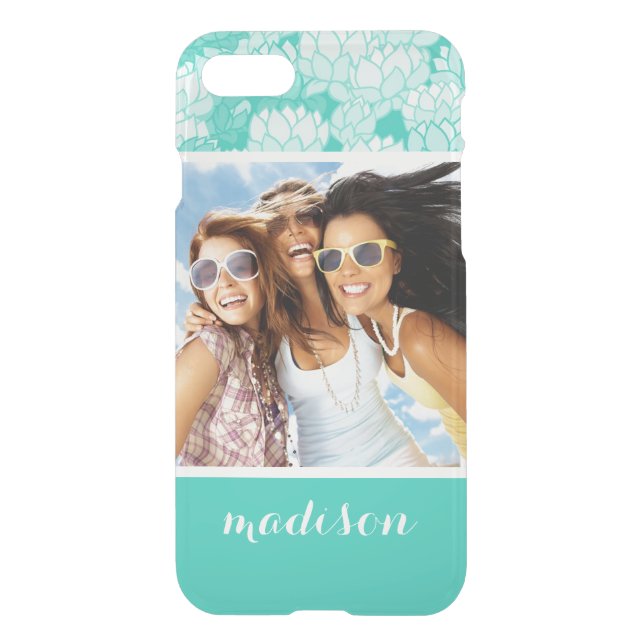 Custom Photo & Name Lotus pattern 2 Uncommon iPhone Case (Back)