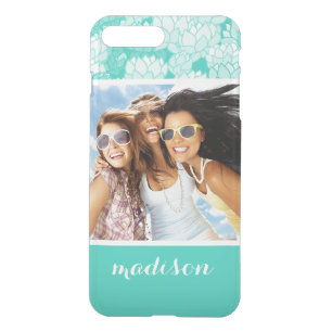Custom Photo & Name Lotus pattern 2 iPhone 8 Plus/7 Plus Case