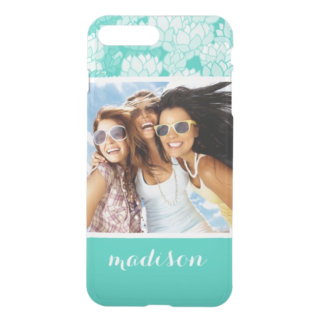 Custom Photo & Name Lotus pattern 2 Uncommon iPhone Case (Back)
