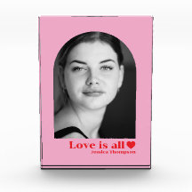 Custom photo name love minimalist pink red