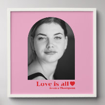 Custom photo name love minimalist pink red