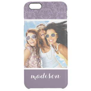 Custom Photo & Name Luxury Purple Wallpaper Clear iPhone 6 Plus Case