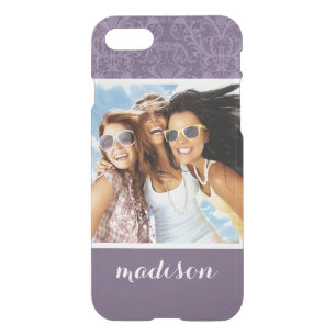 Custom Photo & Name Luxury Purple Wallpaper iPhone SE/8/7 Case