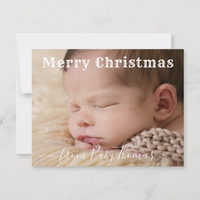 custom photo & name merry Christmas from the baby Holiday Card (Front)