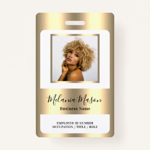 Custom Photo Name Metallic Gold Staff Badge