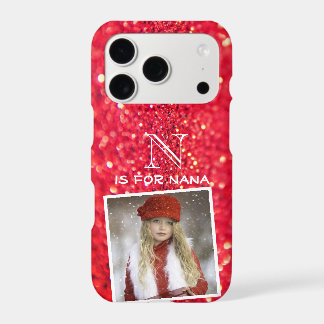 Custom Photo Name Monogram Red Glitter iPhone 17 Pro Case