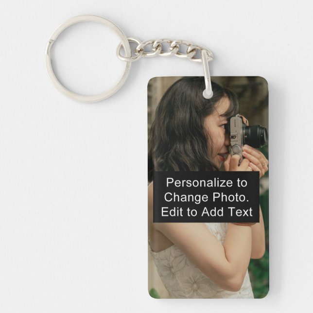 Custom Photo Name Monogram Text Acrylic Rec 1-Side Keychain (Front)