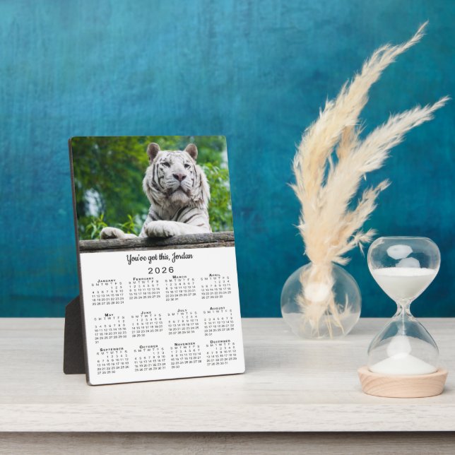 Custom Photo Name Motivational 2026 Calendar Plaque (Side)