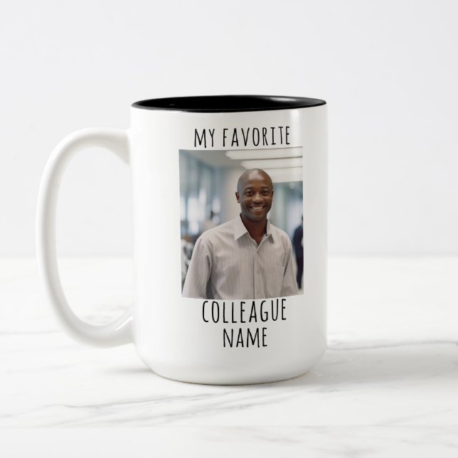 Custom Photo & Name My Favorite Colleague Two-Tone Coffee Mug (Left)