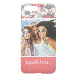 Custom Photo & Name Peony and leaves pattern iPhone 8 Plus/7 Plus Case