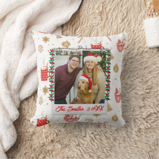Custom Photo & Name Personalized Merry Christmas  Throw Pillow