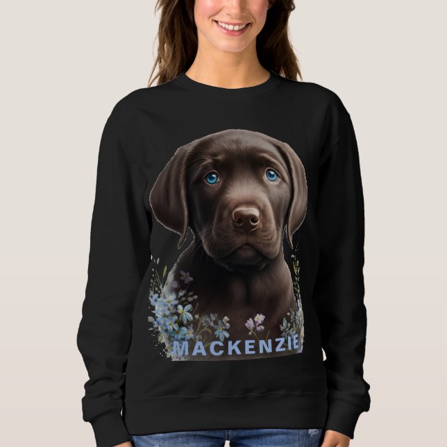 Custom Photo & Name Personalized Womens Floral Pet Sweatshirt (Front)