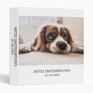 Custom Photo Name Pet Vet Medical Records 3 Ring Binder