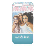 Custom Photo &amp; Name Pink &amp; Teal Elephant Pattern iPhone 8 Plus/7 Plus Case