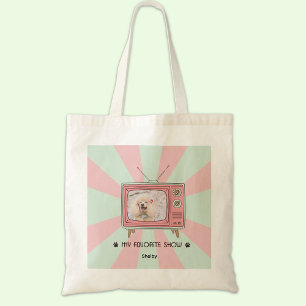 Custom Photo & Name Poodle Mom Retro TV Tote Bag
