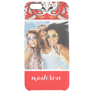 Custom Photo & Name Portuguese Tile Pattern Clear iPhone 6 Plus Case