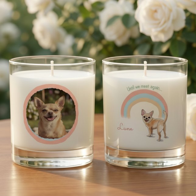 Custom Photo & Name Rainbow Bridge Pet Memorial Scented Candle (Creator Uploaded)