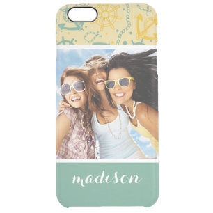 Custom Photo & Name Retro Anchor & Ropes Clear iPhone 6 Plus Case