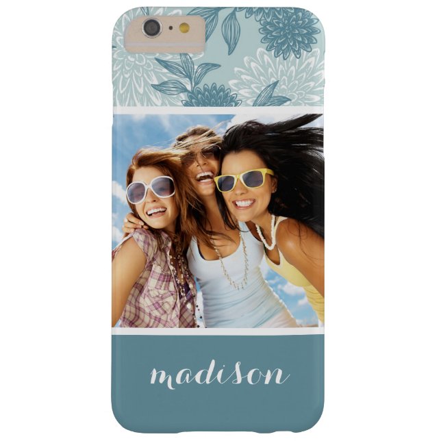 Custom Photo & Name Retro Floral Pattern 2 2 Case-Mate iPhone Case (Back)