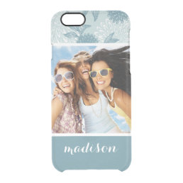Custom Photo &amp; Name Retro Floral Pattern 2 2 Clear iPhone 6/6S Case