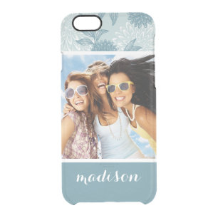 Custom Photo & Name Retro Floral Pattern 2 2 Clear iPhone 6/6S Case