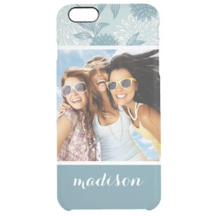 Custom Photo & Name Retro Floral Pattern 2 2 Clear iPhone 6 Plus Case
