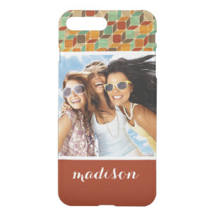 Custom Photo & Name Retro geometric pattern 4 2 iPhone 8 Plus/7 Plus Case