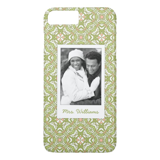 Custom Photo & Name retro pattern background 2 Case-Mate iPhone Case (Back)