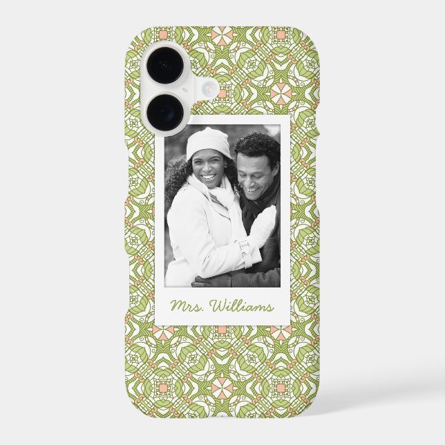 Custom Photo & Name retro pattern background 2 Iphone Case (Back)