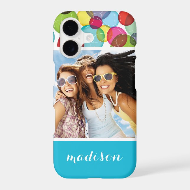 Custom Photo & Name Round bubbles kids pattern 2 Iphone Case (Back)