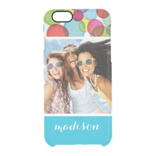 Custom Photo & Name Round bubbles kids pattern 2 Clear iPhone 6/6S Case
