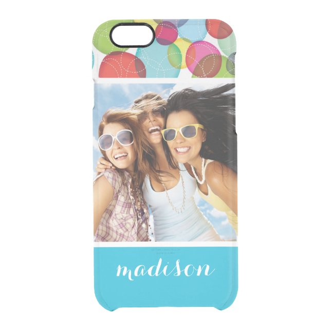 Custom Photo & Name Round bubbles kids pattern 2 Uncommon iPhone Case (Back)
