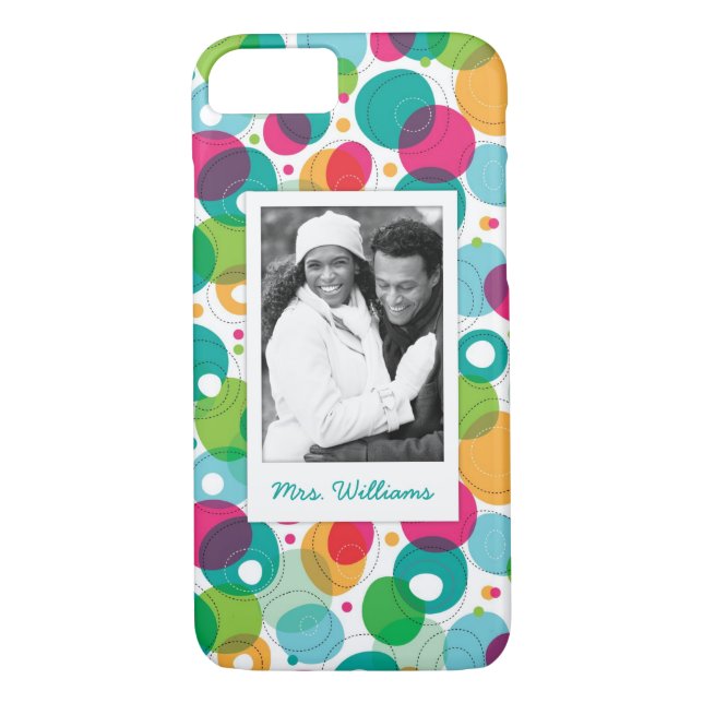 Custom Photo & Name Round bubbles kids pattern Case-Mate iPhone Case (Back)