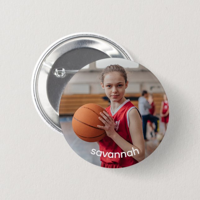 Custom Photo & Name Sports Button (Front & Back)