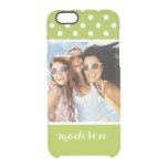 Custom Photo &amp; Name Spring pattern with polka dots Clear iPhone 6/6S Case