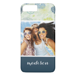Custom Photo & Name Stylish Floral Pattern iPhone 8 Plus/7 Plus Case
